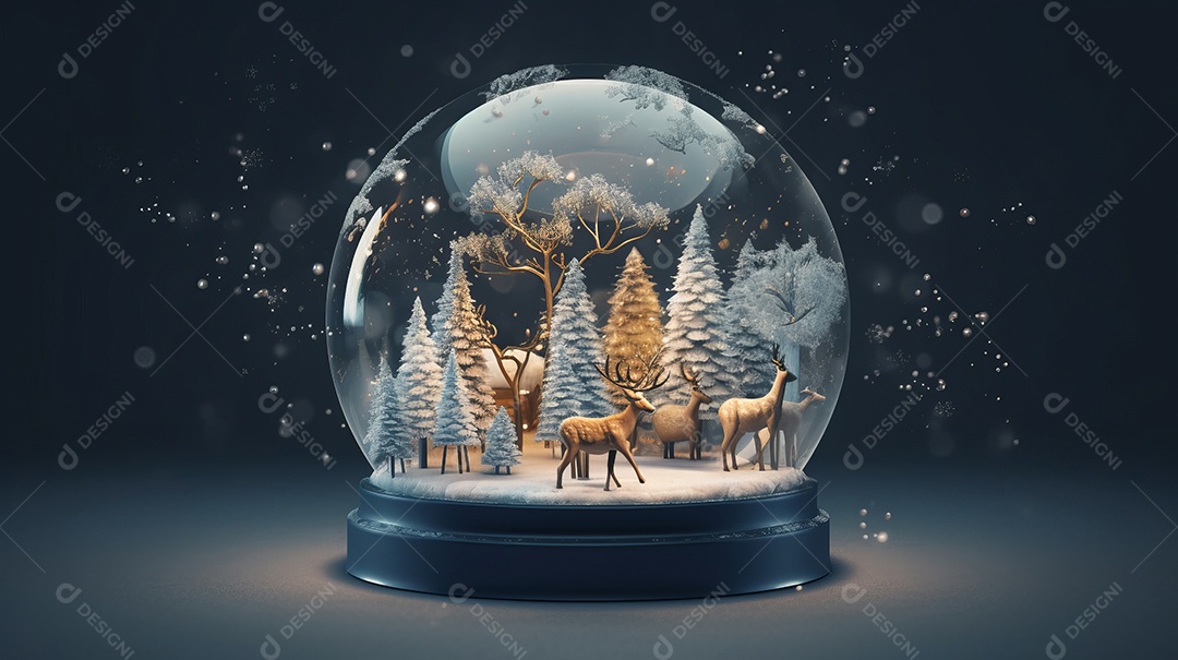 Feliz Natal Globo de neve IA generativa.