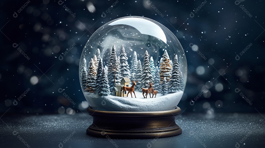 Feliz Natal Globo de neve IA generativa.