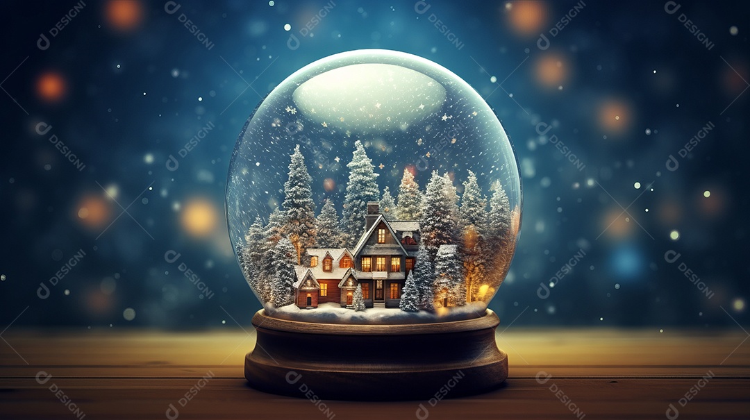 Feliz Natal Globo de neve IA generativa.