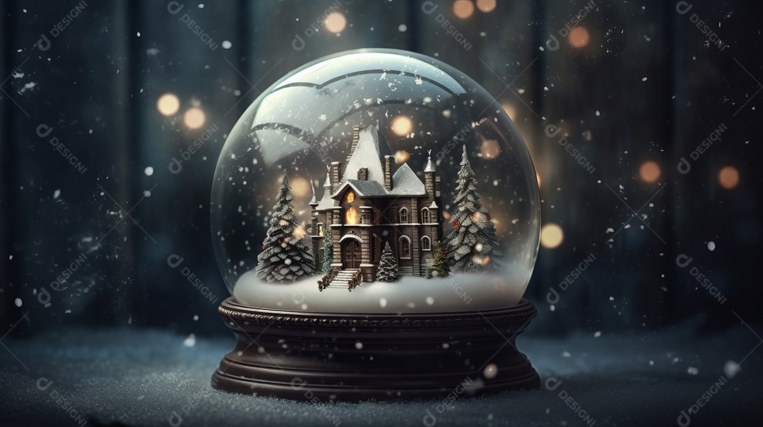 Feliz Natal Globo de neve IA generativa.