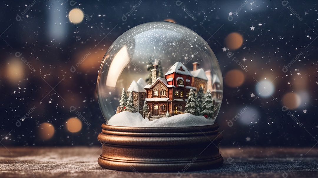 Feliz Natal Globo de neve IA generativa.