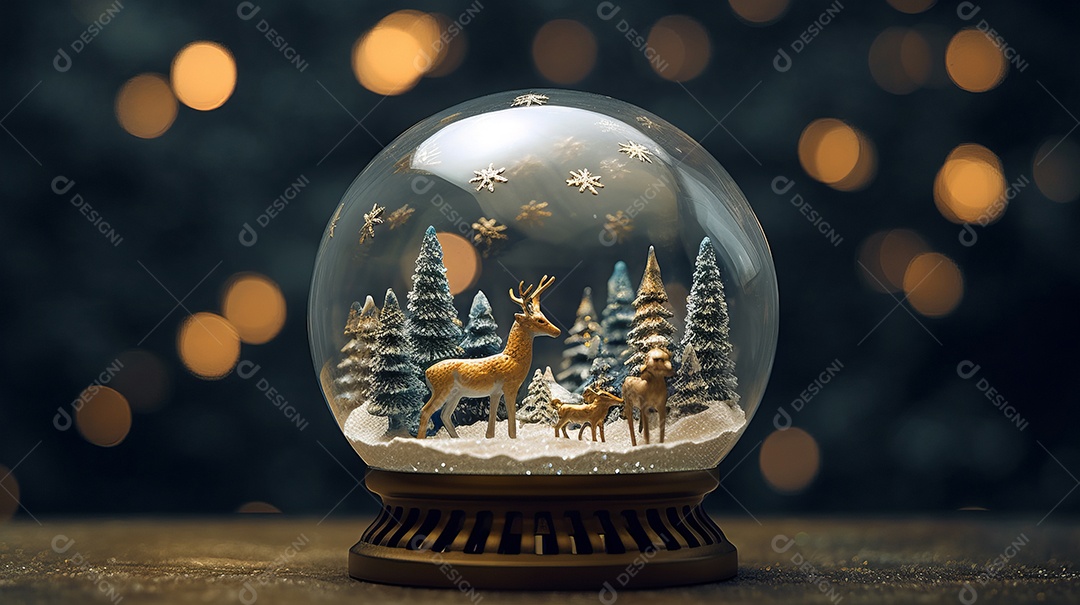 Feliz Natal Globo de neve IA generativa.