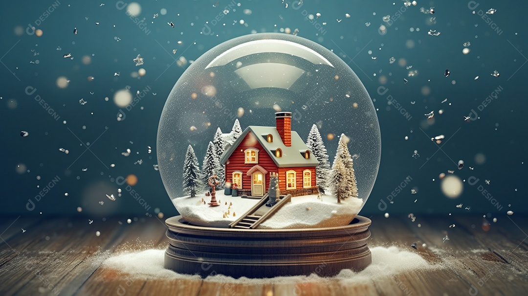 Feliz Natal Globo de neve IA generativa.