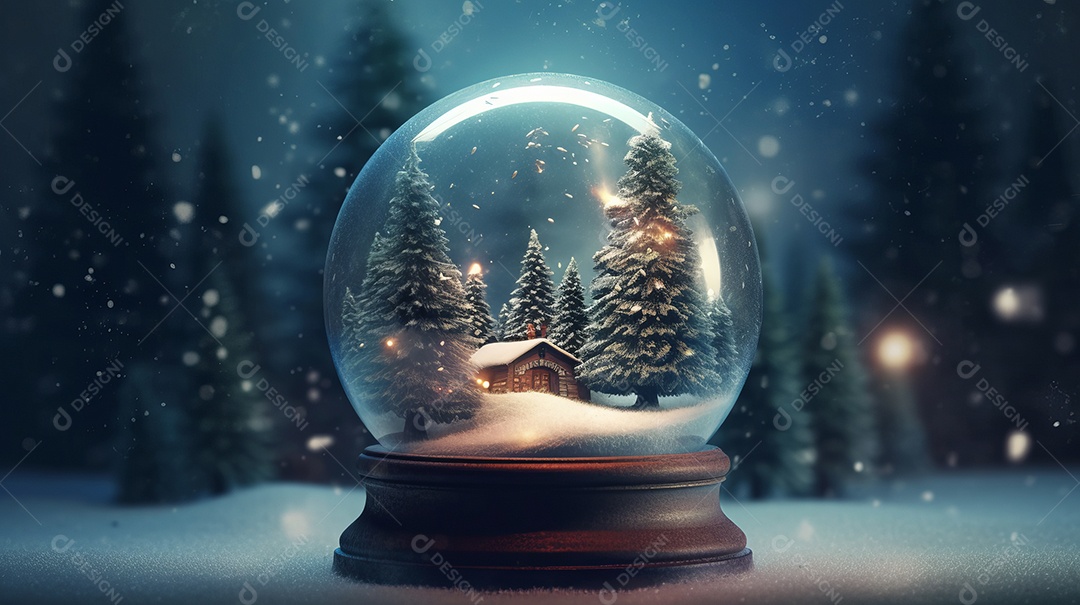 Feliz Natal Globo de neve IA generativa.