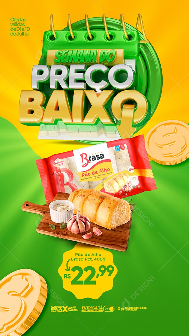 Story Selo 3D Semana do Preço Baixo Composição PSD