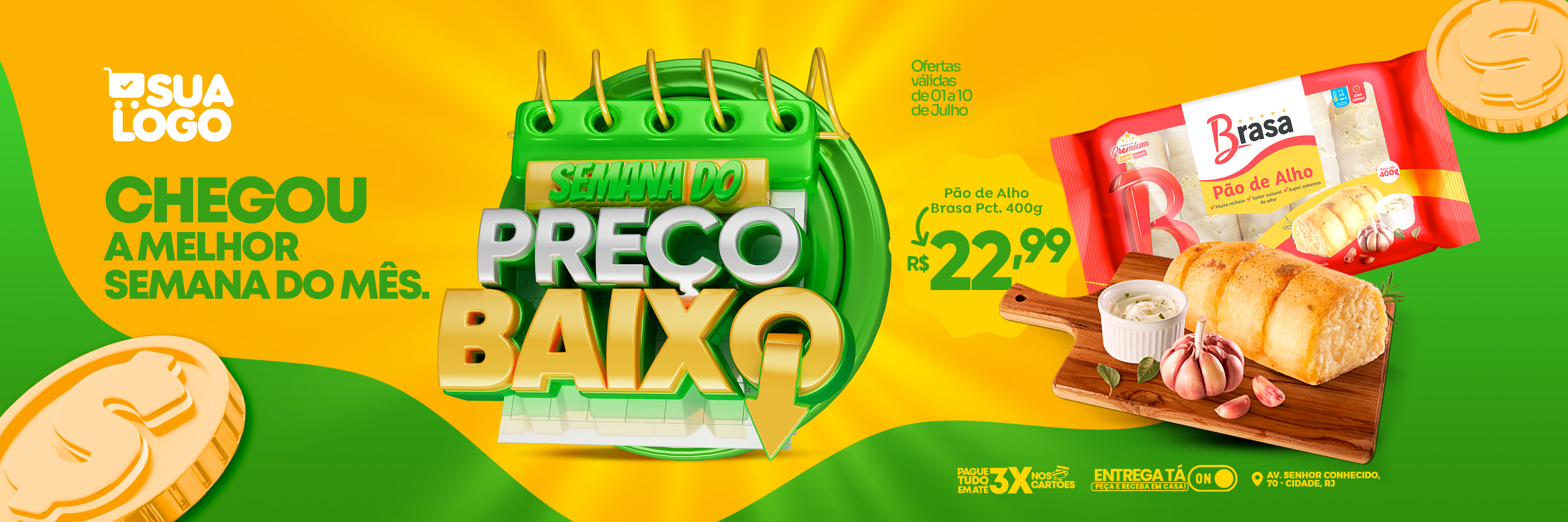 Selo 3D Semana do Preço Baixo Banner Composição PSD
