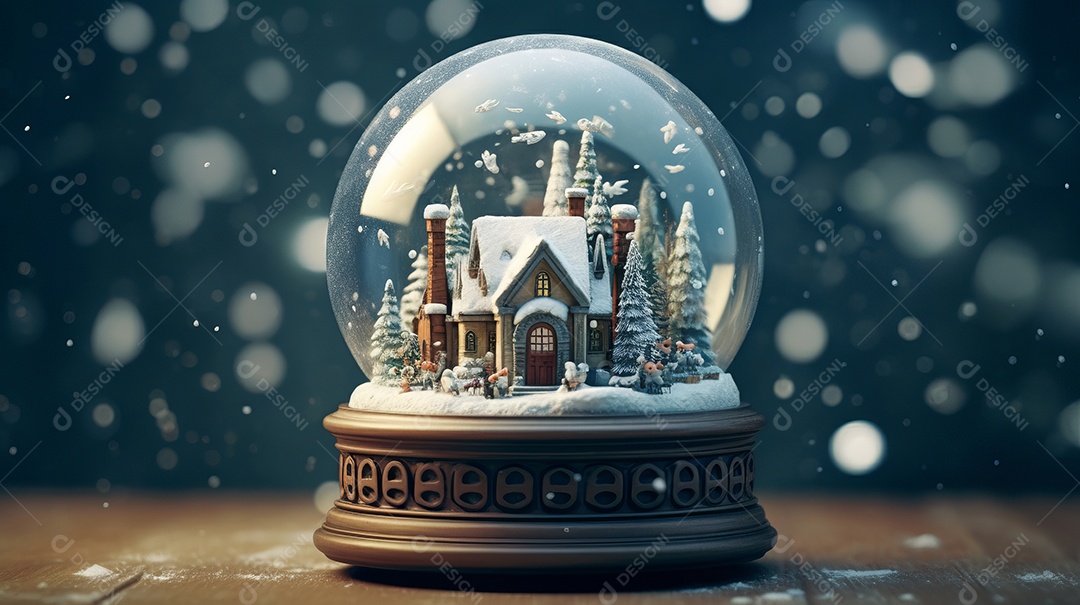 Feliz Natal Globo de neve IA generativa.