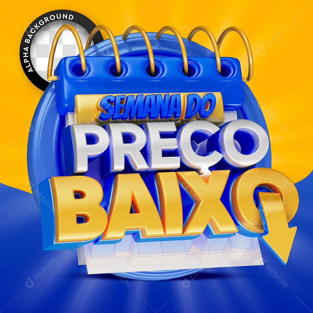 Selo 3D Semana do Preço Baixo Para Composição PSD