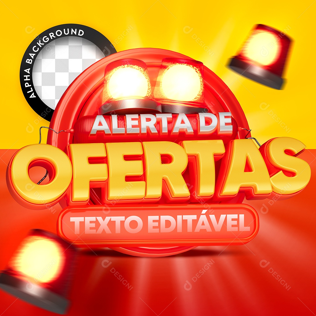 Selo 3D Alerta De Ofertas Para Composição PSD