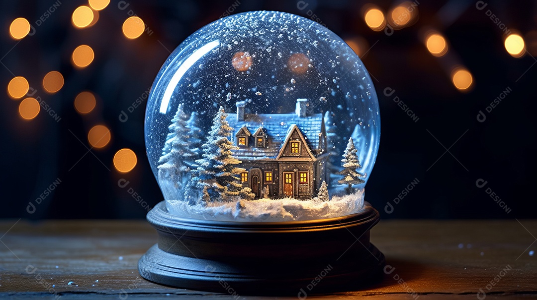 Feliz Natal Globo de neve IA generativa.