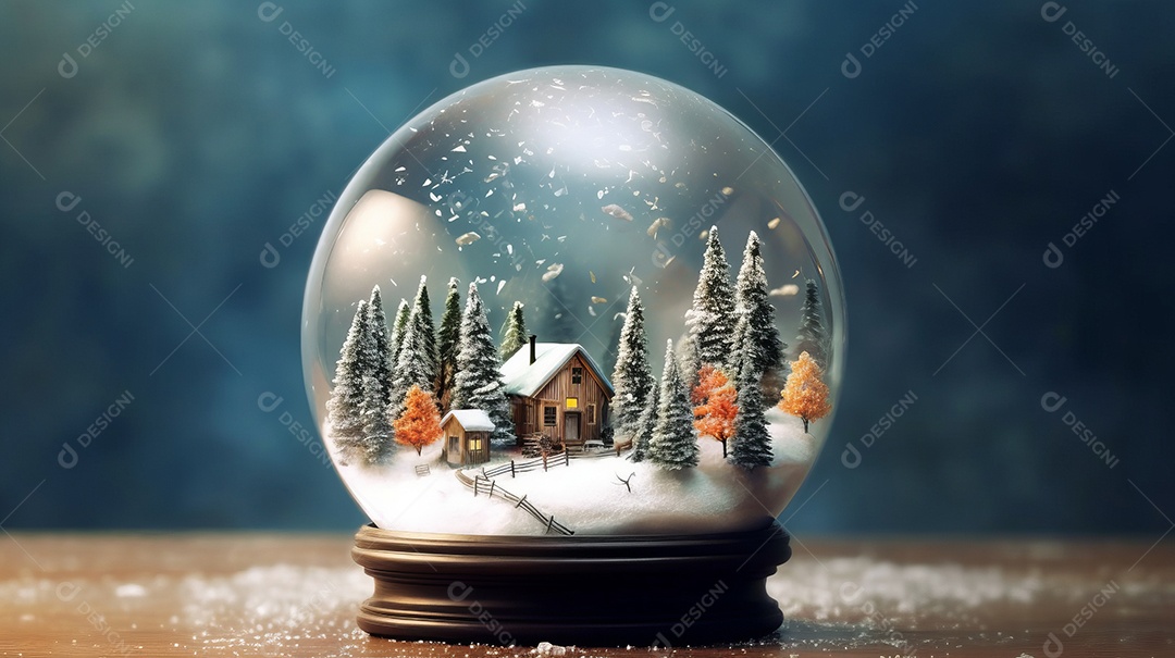 Feliz Natal Globo de neve IA generativa.