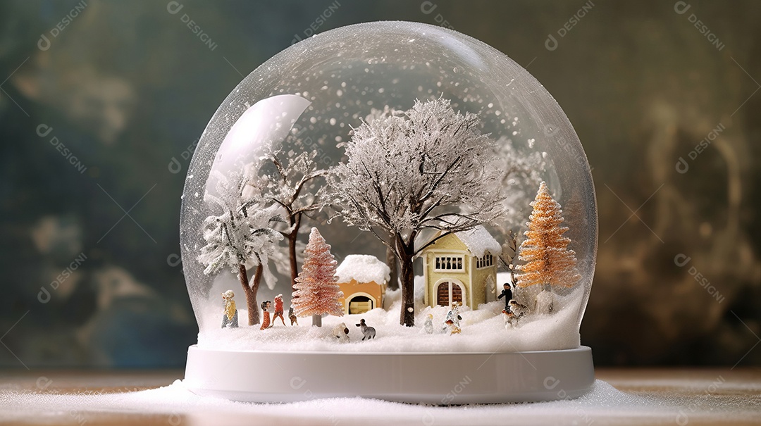 Feliz Natal Globo de neve IA generativa.