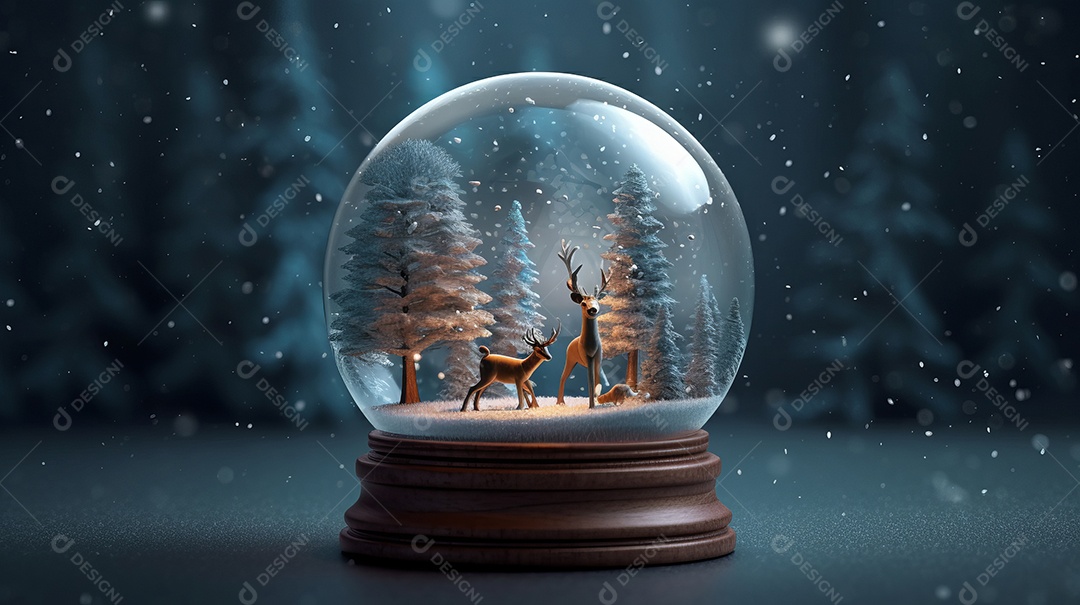 Feliz Natal Globo de neve IA generativa.