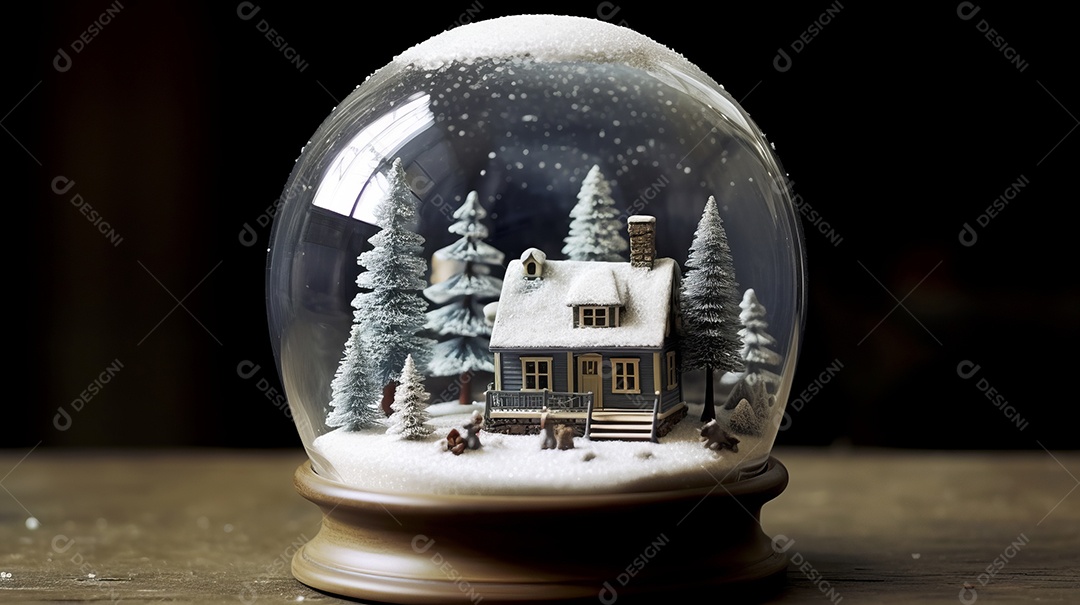 Feliz Natal Globo de neve IA generativa.