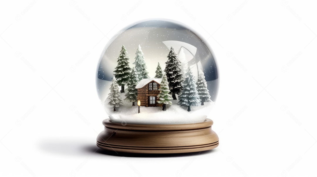 Feliz Natal Globo de neve IA generativa.