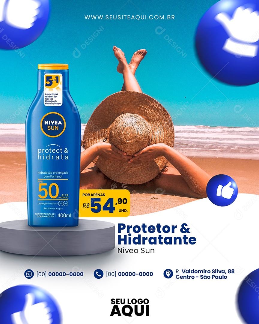 Social Media Protetor e Hidratante Farmácia PSD Editável