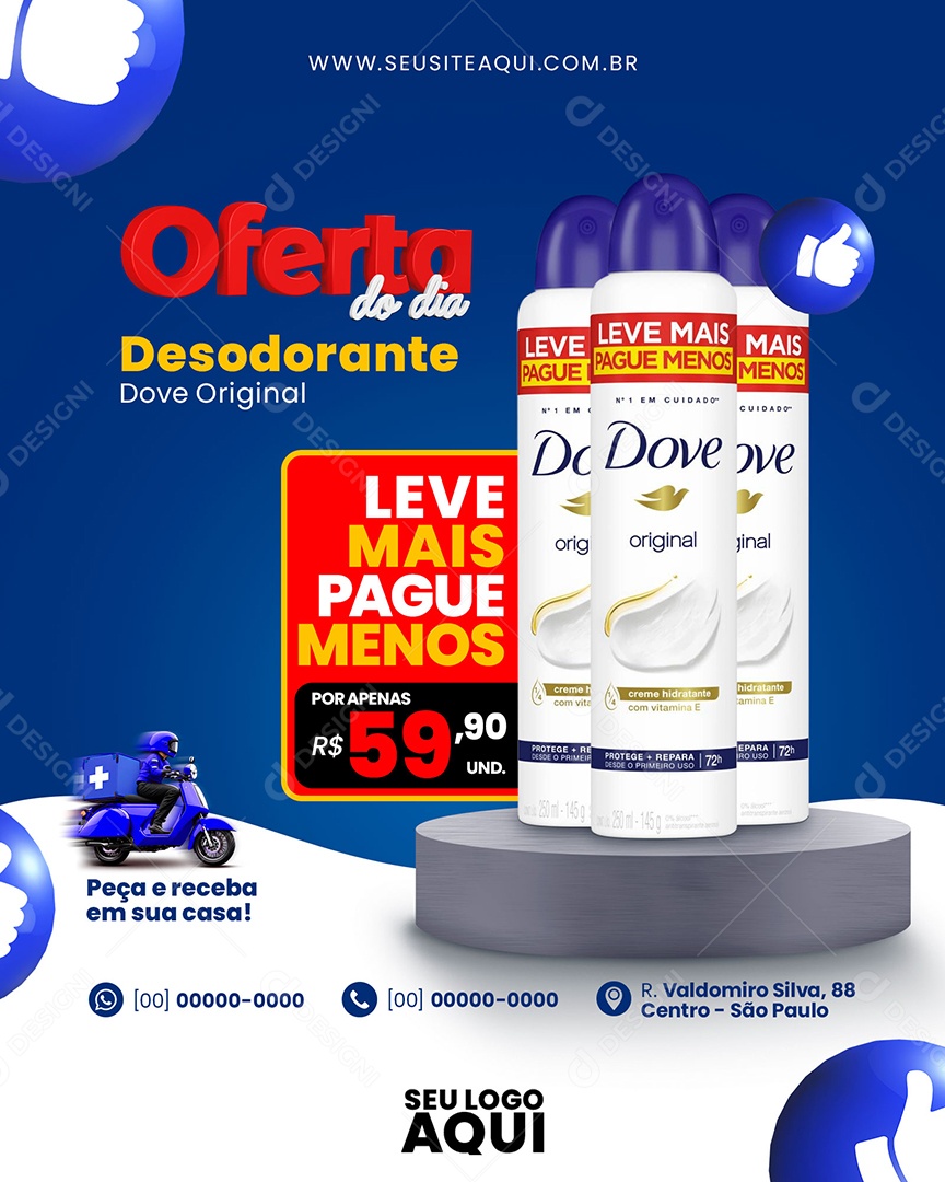 Social Media Oferta Do Dia Leve Mais Pague Menos Desodorante Dove PSD Editável