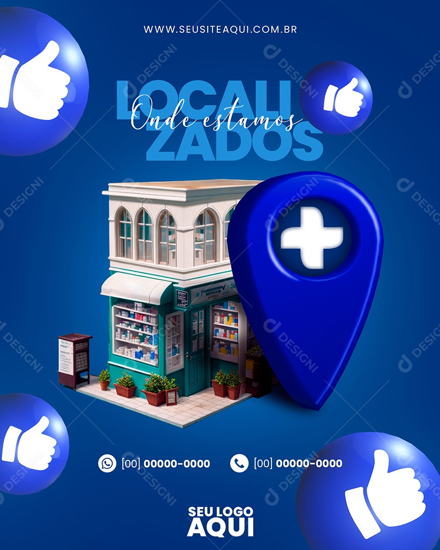 Social Media Farmácia Onde Estamos Localizados PSD Editável