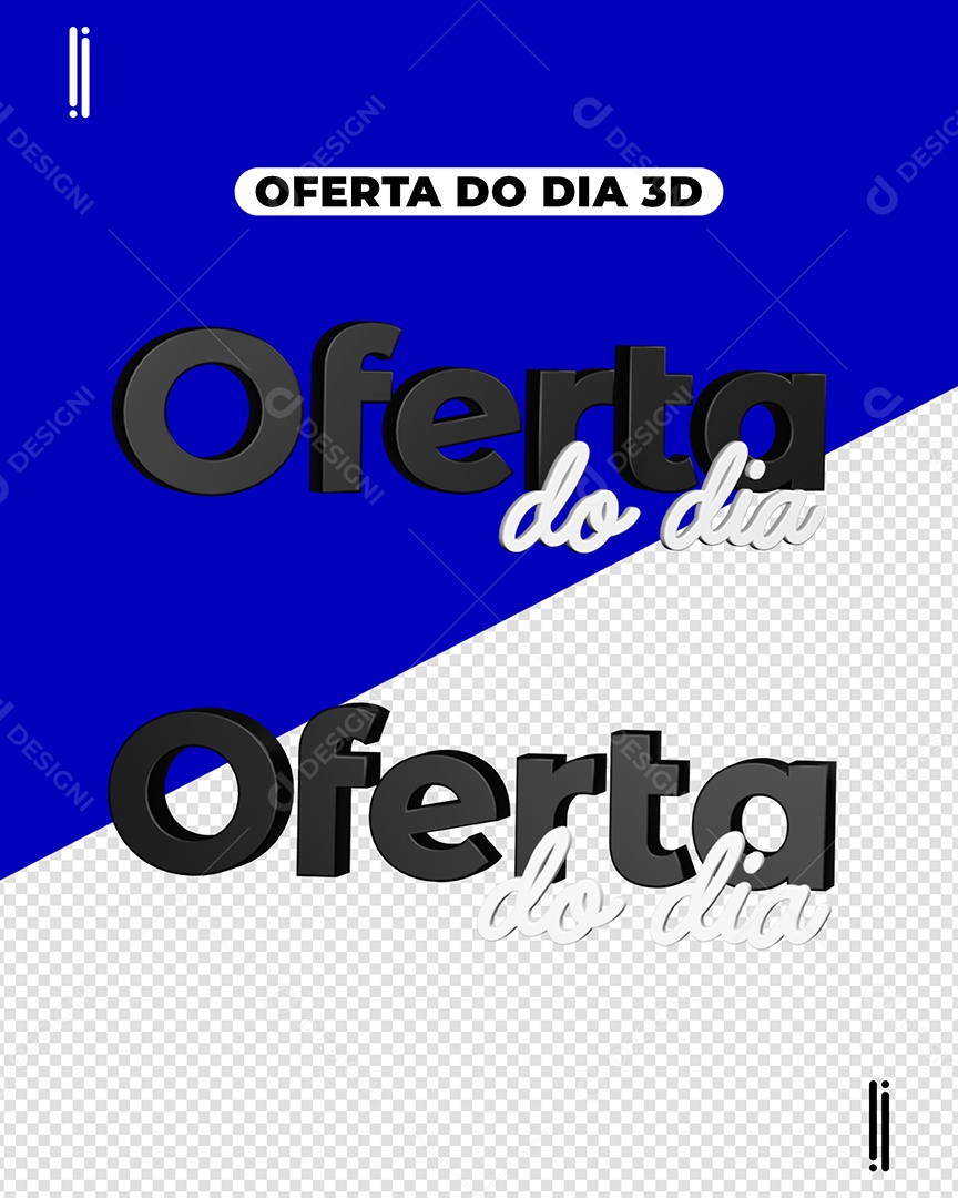 Oferta Do Dia Preto e Branco Texto 3D Para Composição PSD
