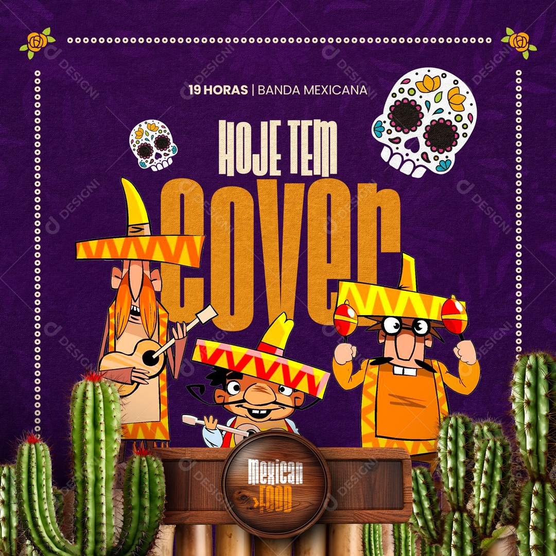 Hoje Tem Cover Food Comida Mexicana Social Media PSD Editável