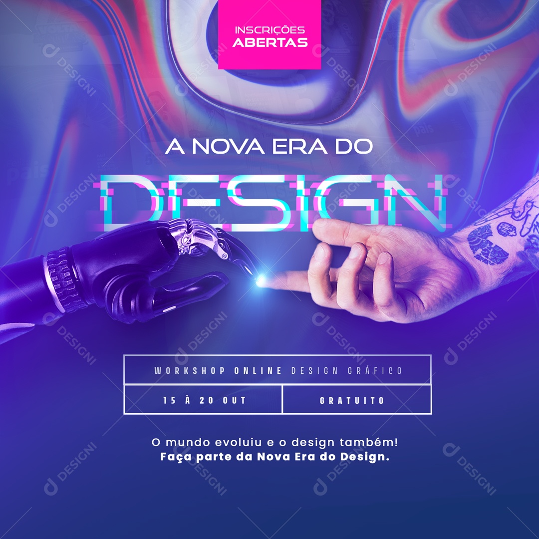A Nova Era Do Design Inscrições Abertas Curso De Designer Gráfico Social Media PSD Editável