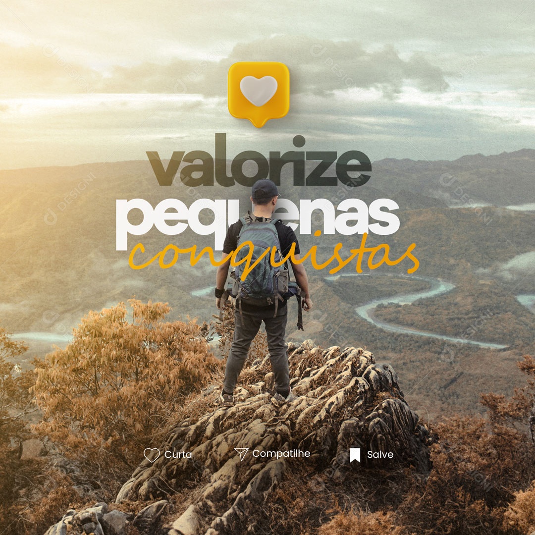 Valorize Pequenas Conquistas Frase Motivacional Social Media PSD Editável