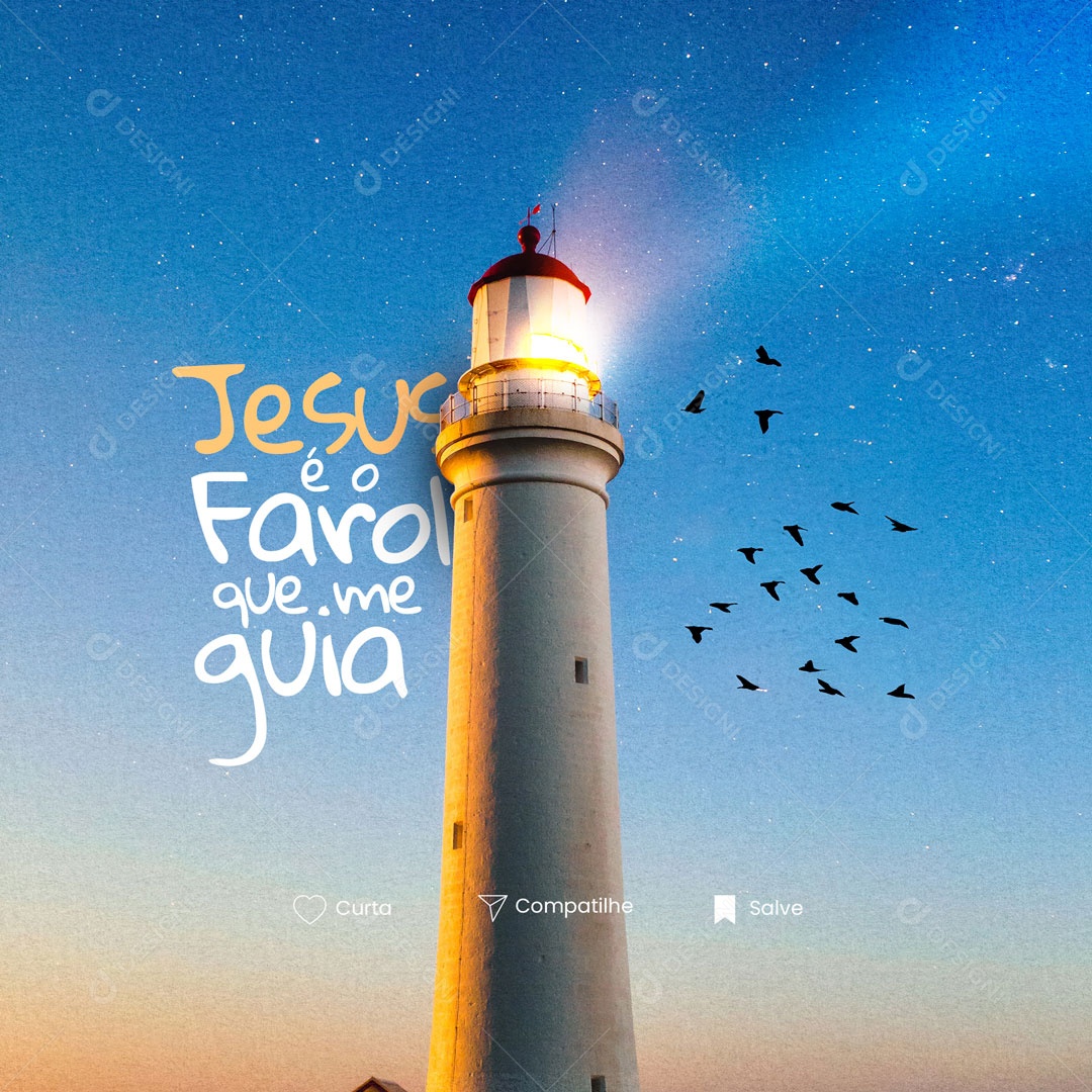 Jesus é o Farol Que Me Guia Frase Motivacional Social Media PSD Editável
