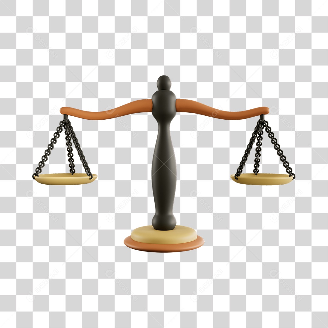 Elemento 3D Balança da Justiça  Para Composição PNG Transparente