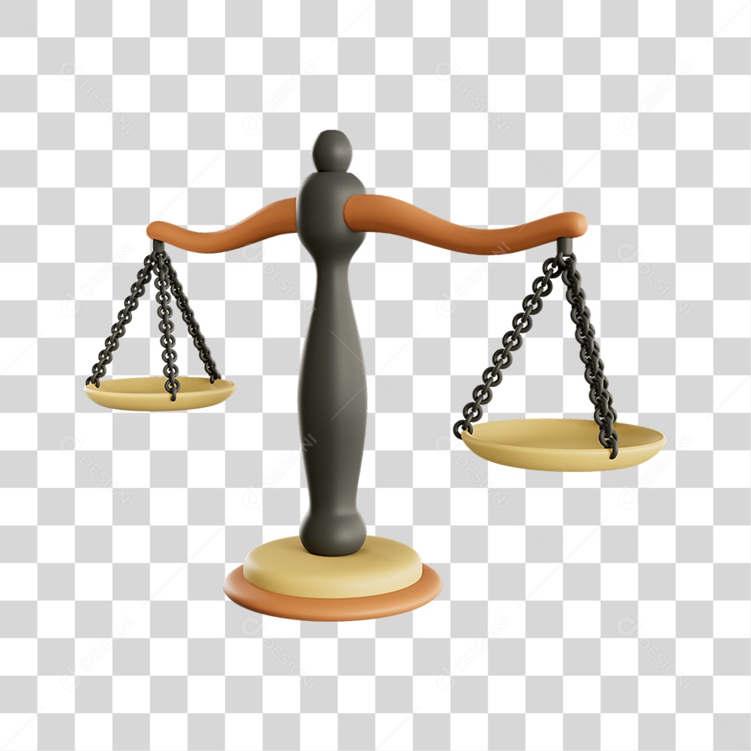 Elemento 3D Balança da Justiça  Para Composição PNG Transparente