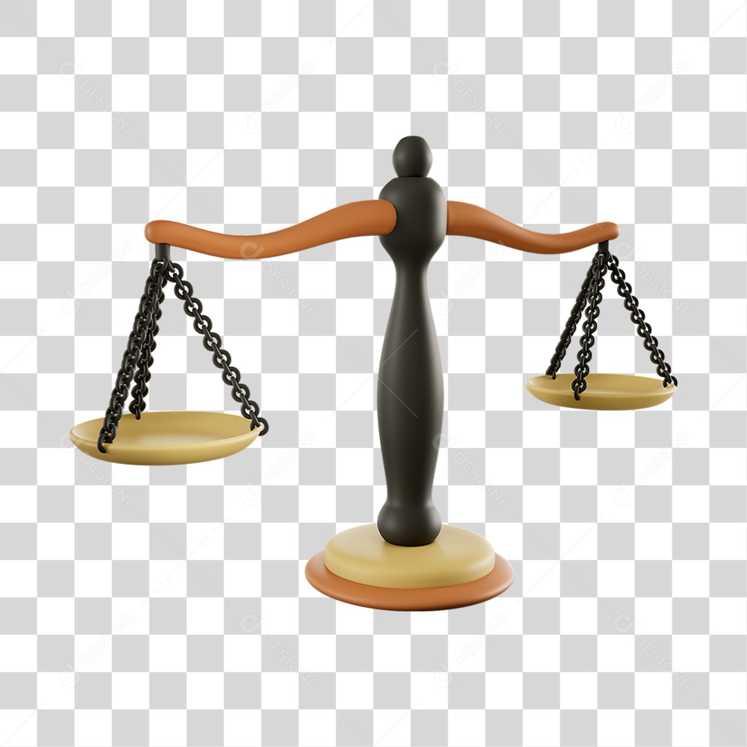 Elemento 3D Balança da Justiça  Para Composição PNG Transparente