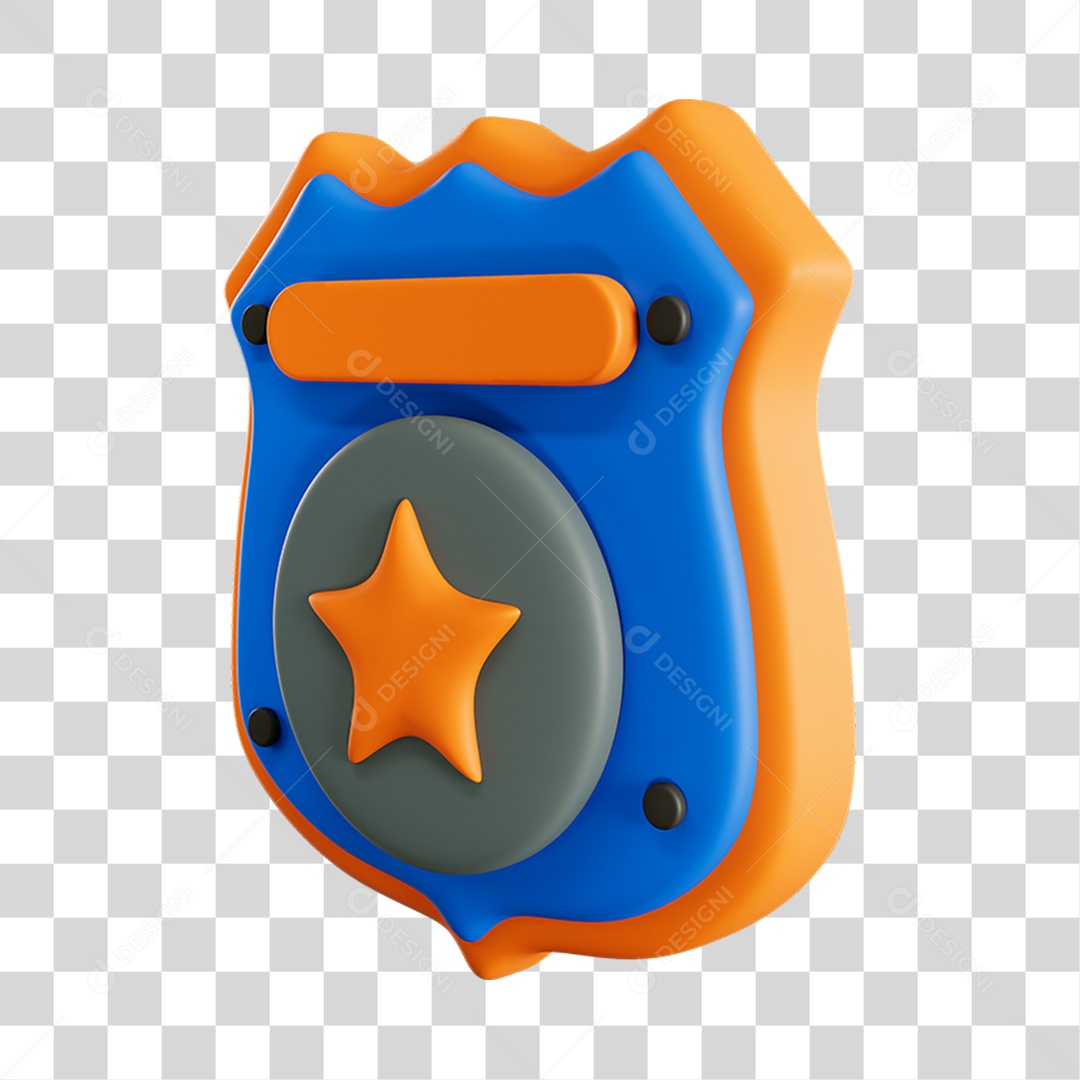 Elemento 3D Brasão Polícia Para Composição PNG Transparente