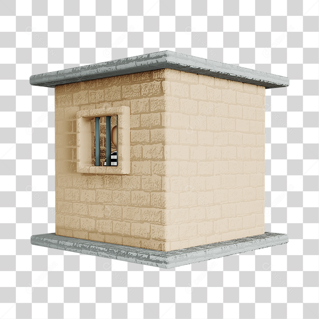 Elemento 3D Cela de Prisão Para Composição PNG Transparente