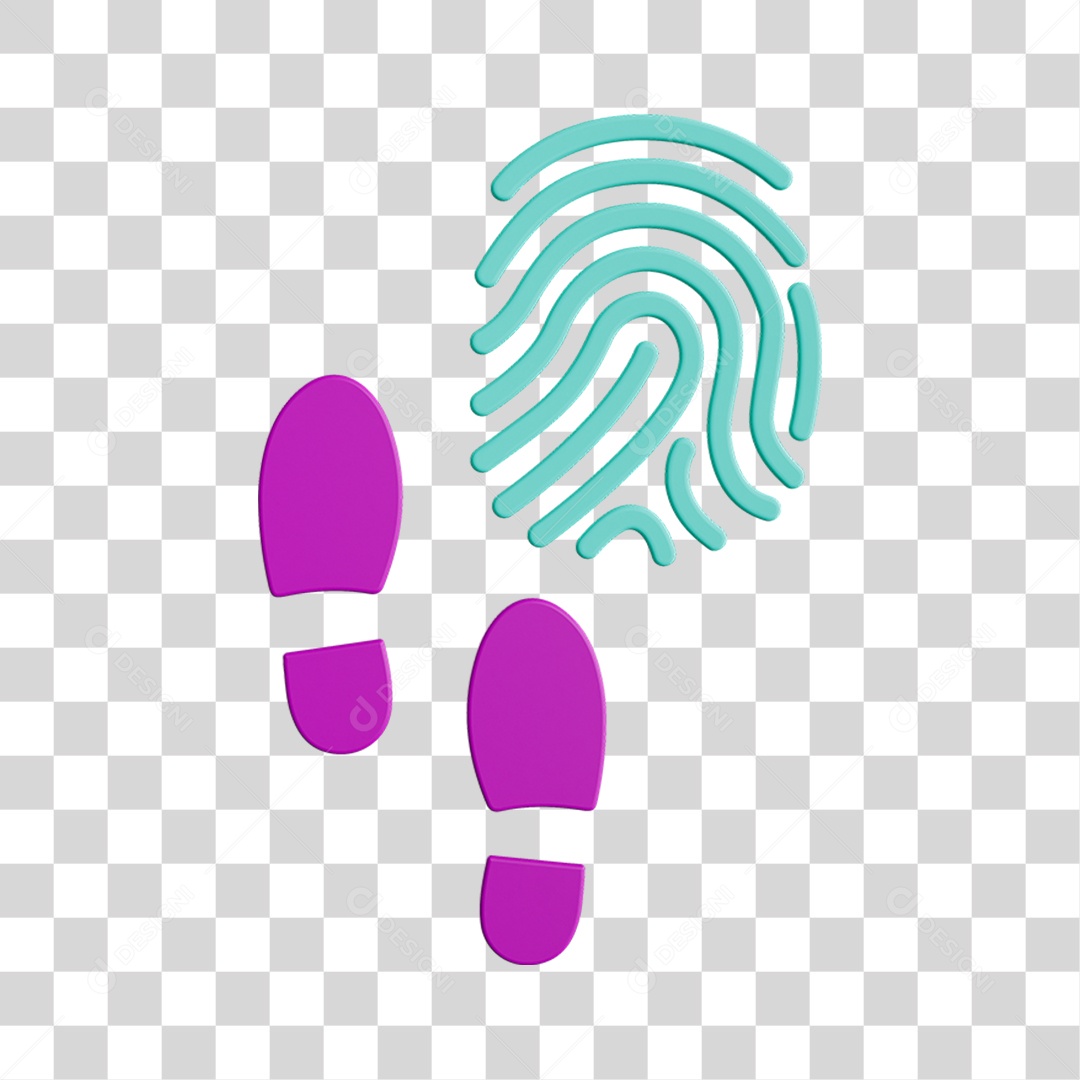 Elemento 3D Digitais e Pegadas Para Composição PNG Transparente
