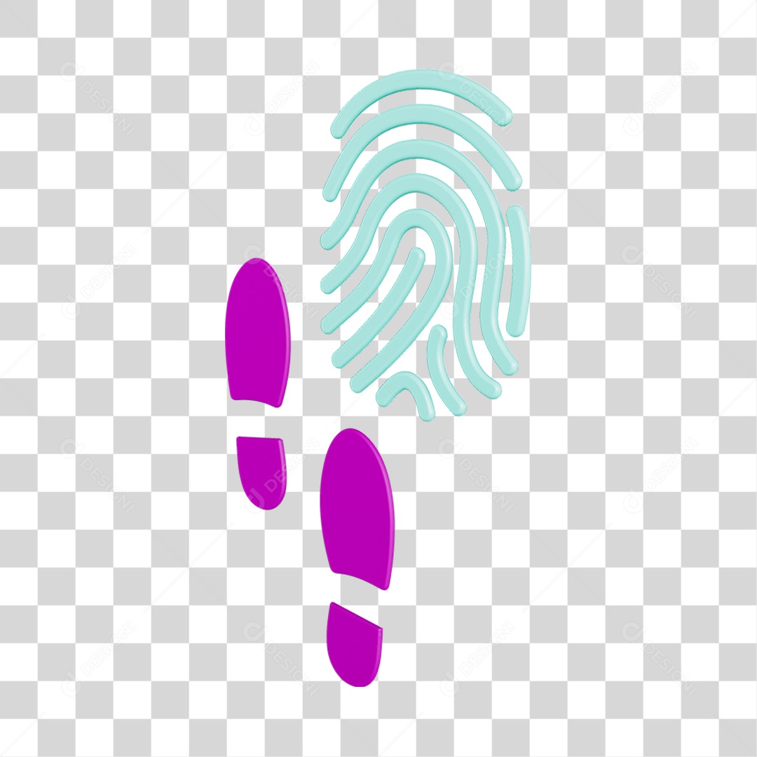 Elemento 3D Digitais e Pegadas Para Composição PNG Transparente