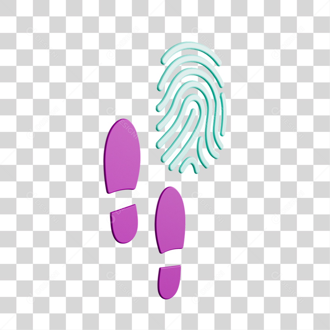Elemento 3D Digitais e Pegadas Para Composição PNG Transparente
