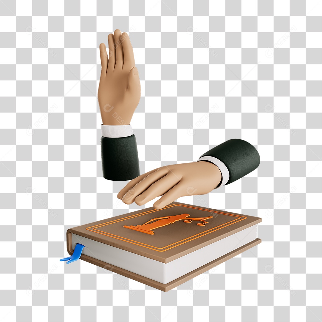 Elemento 3D Juramento Mão no Livro Para Composição PNG Transparente