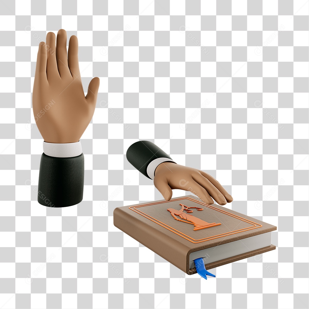 Elemento 3D Juramento Mão no Livro Para Composição PNG Transparente