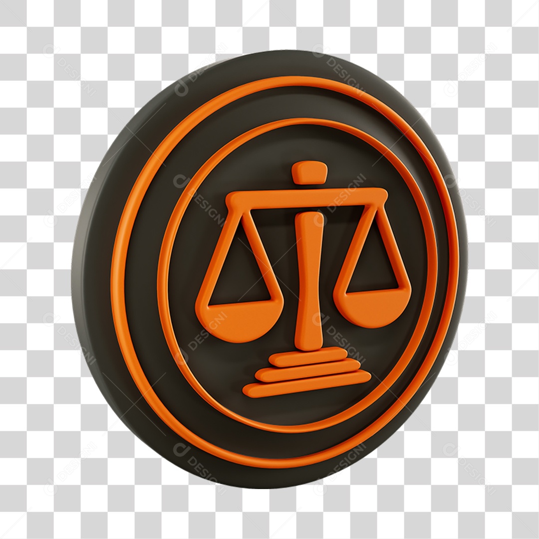 Elemento 3D Símbolo balança de Tribunal Para Composição PNG Transparente