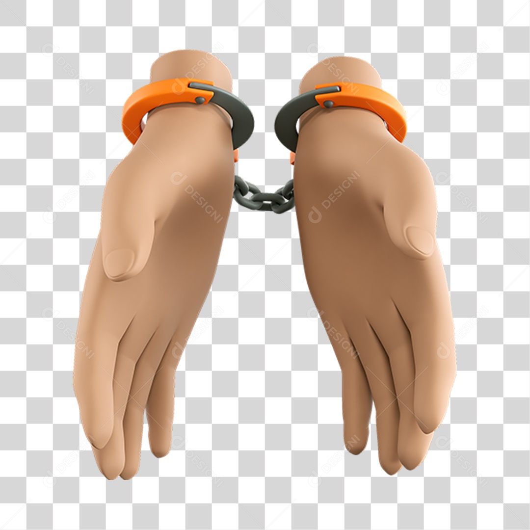 Elemento 3D Mãos Algemadas em Julgamento Para Composição PNG Transparente