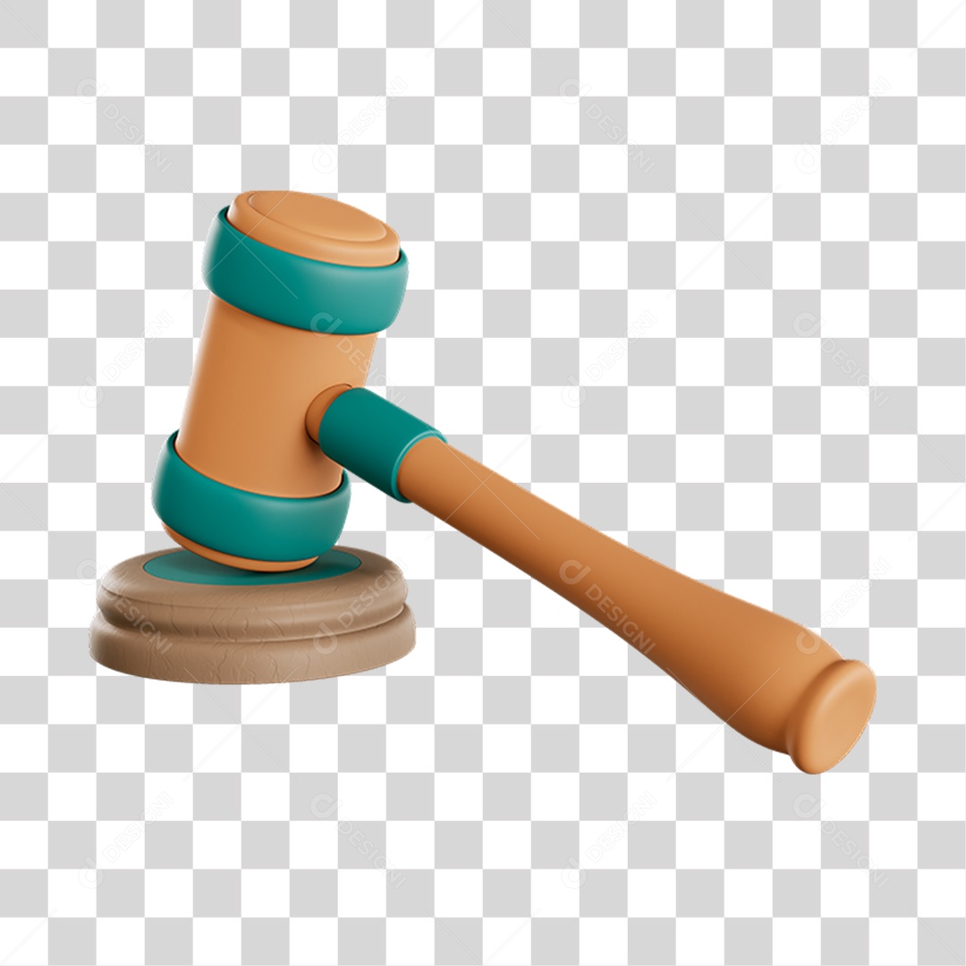 Elemento 3D Martelo de Julgamento Para Composição PNG Transparente