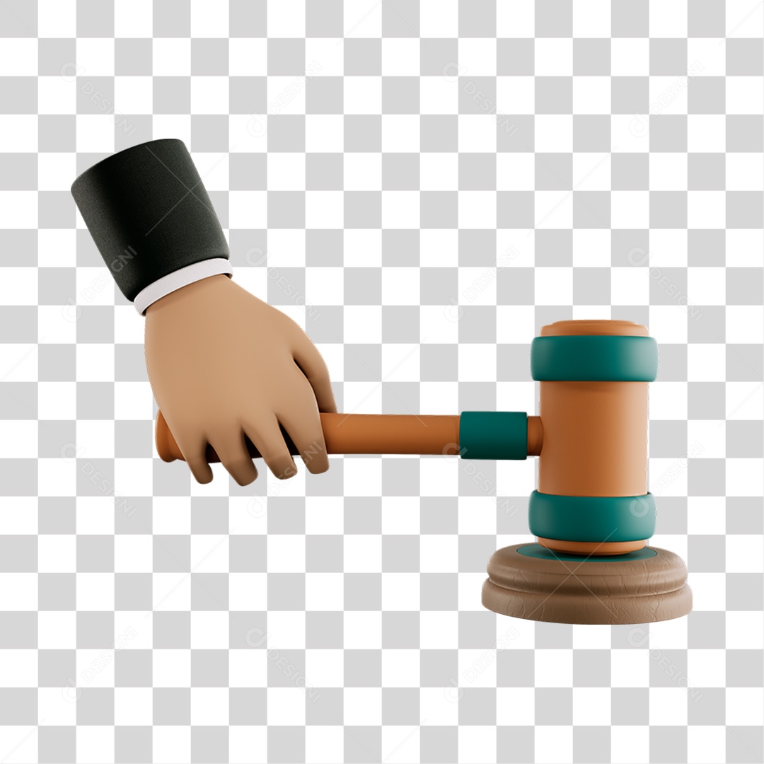 Elemento 3D Martelo de Julgamento Para Composição PNG Transparente