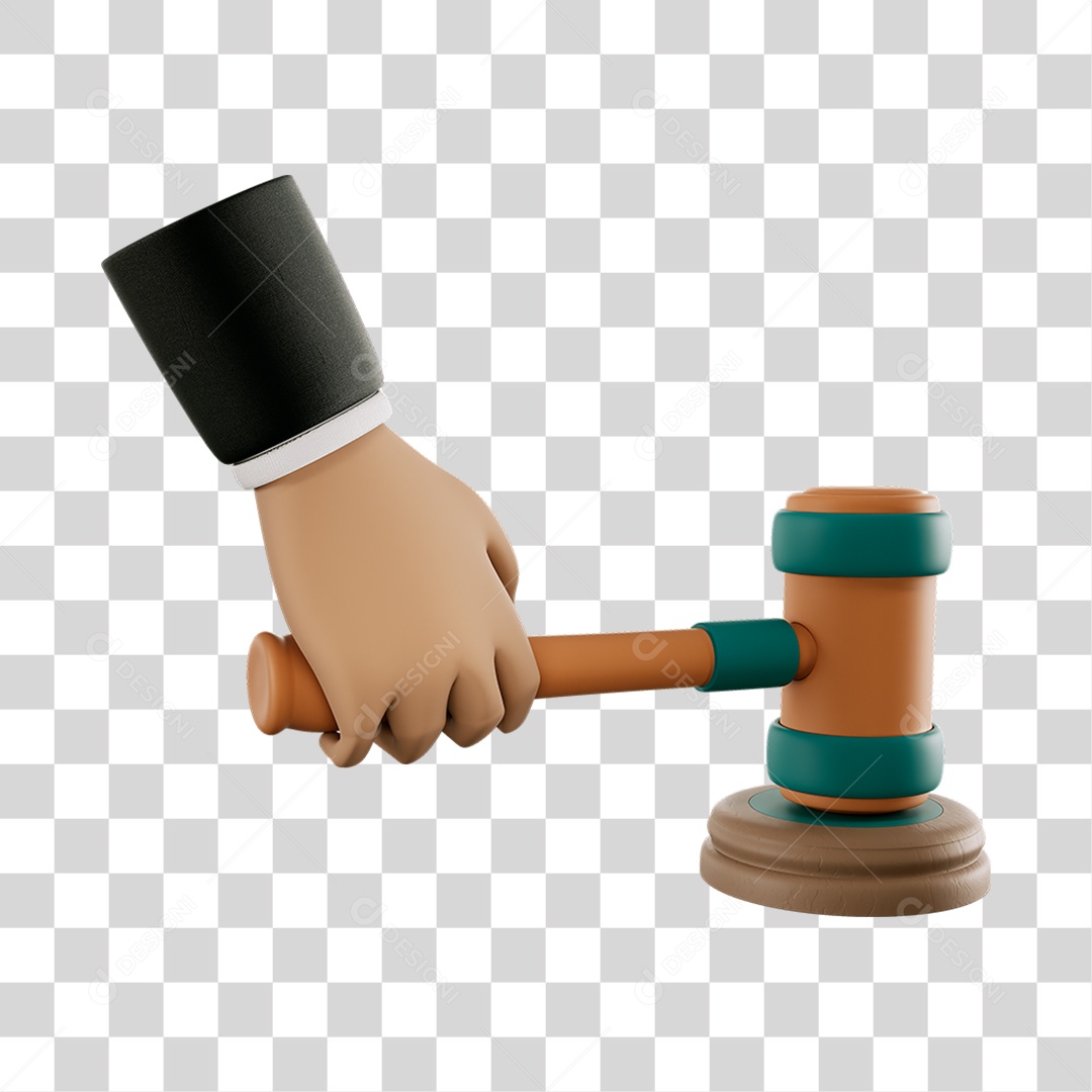 Elemento 3D Martelo de Julgamento Para Composição PNG Transparente