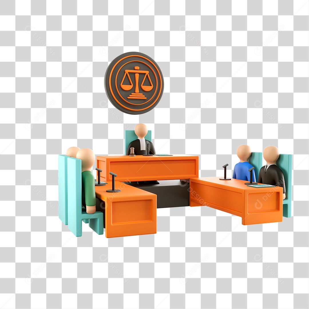 Elemento 3D Tribunal de Justiça Para Composição PNG Transparente