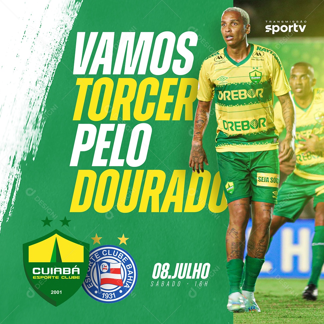 Vamos Torcer Pelo Dourado Social Media PSD Editável