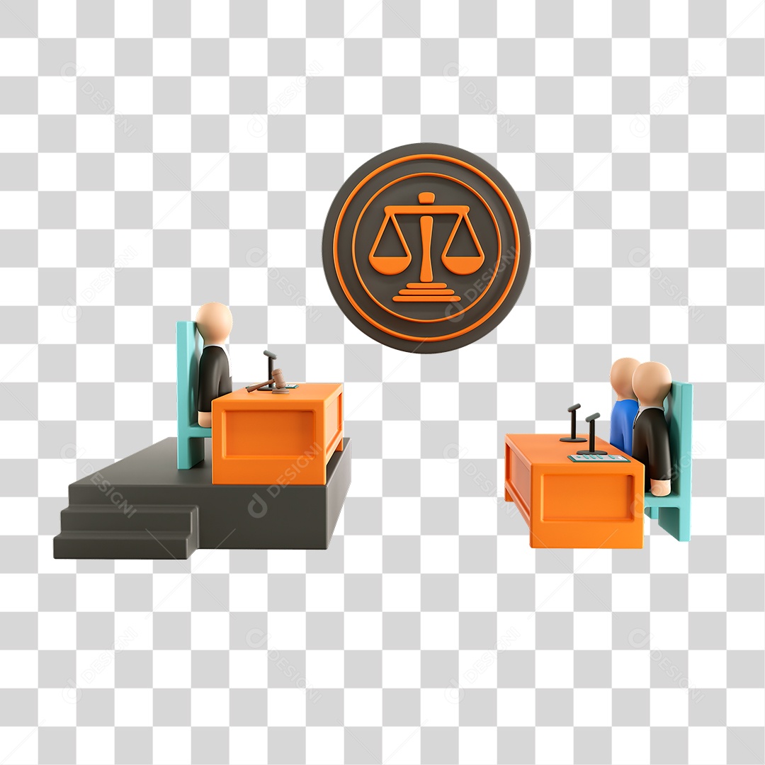 Elemento 3D Tribunal de Justiça Para Composição PNG Transparente