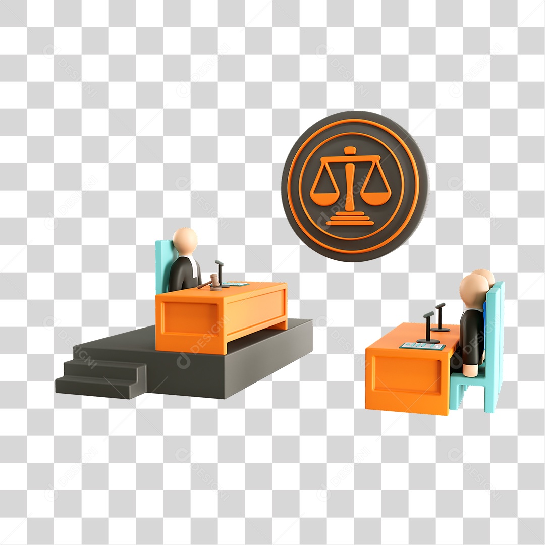 Elemento 3D Tribunal de Justiça Para Composição PNG Transparente
