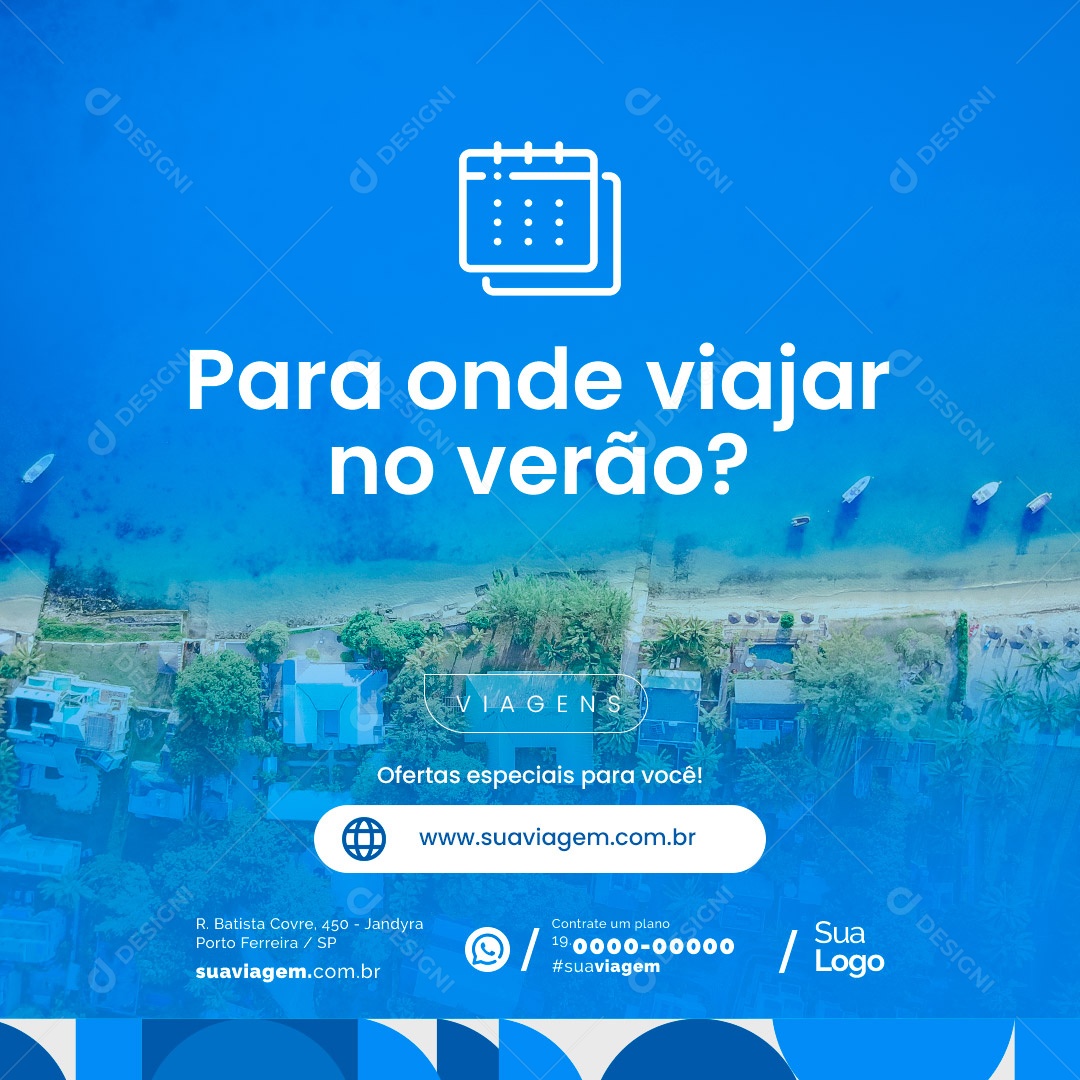 Para Onde Viajar No Verão Agência de Viagens Social Media PSD Editável