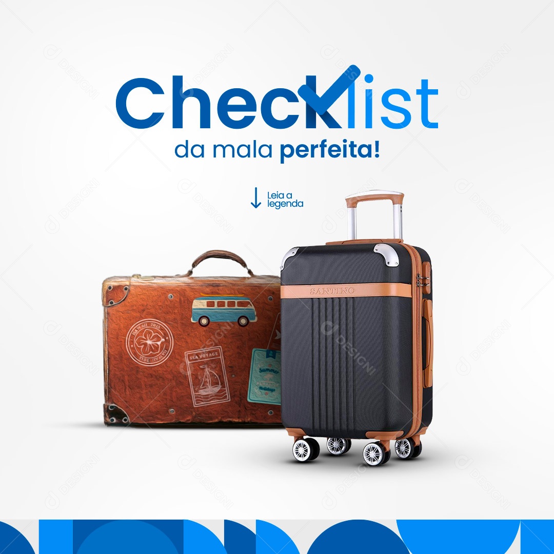 Checklist Da Mala Perfeita Agência de Viagens Social Media PSD Editável