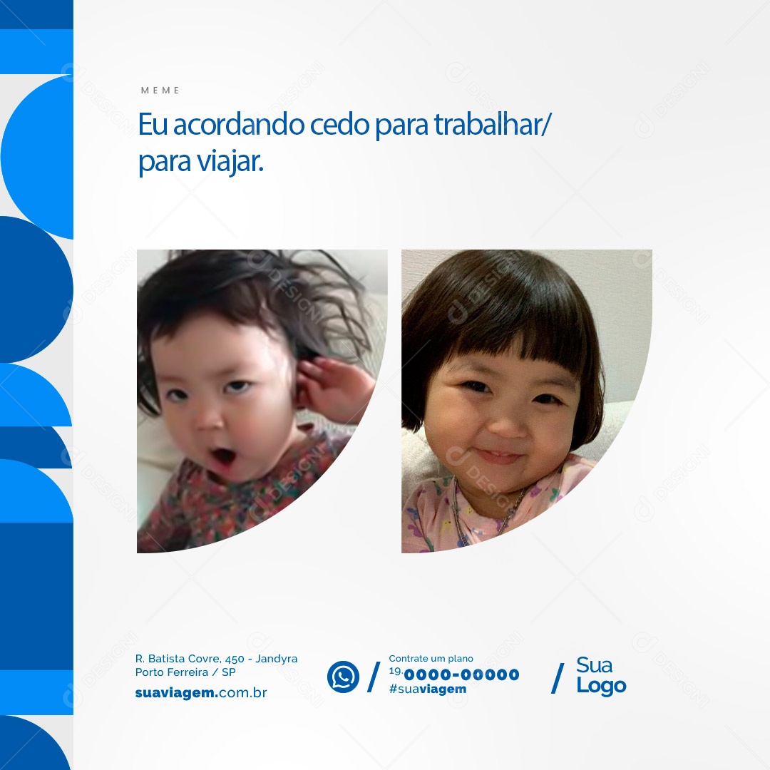 Eu Acordando Cedo Para Trabalhar Para Viajar Agência de Viagens Social Media PSD Editável