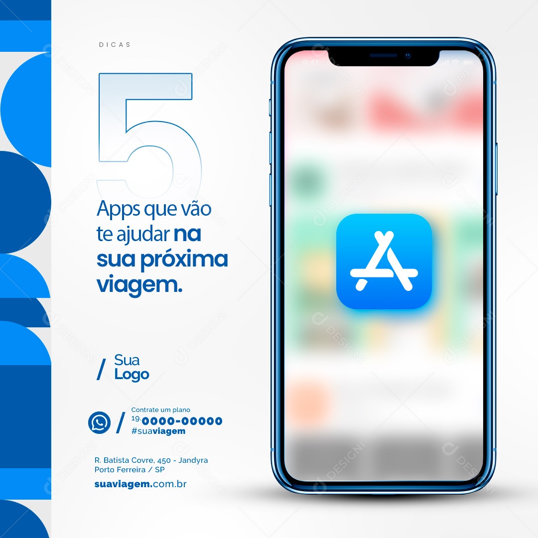 Social Media 5 Apps Que Vão Te Ajudar Agência de Viagens Social Media PSD Editável
